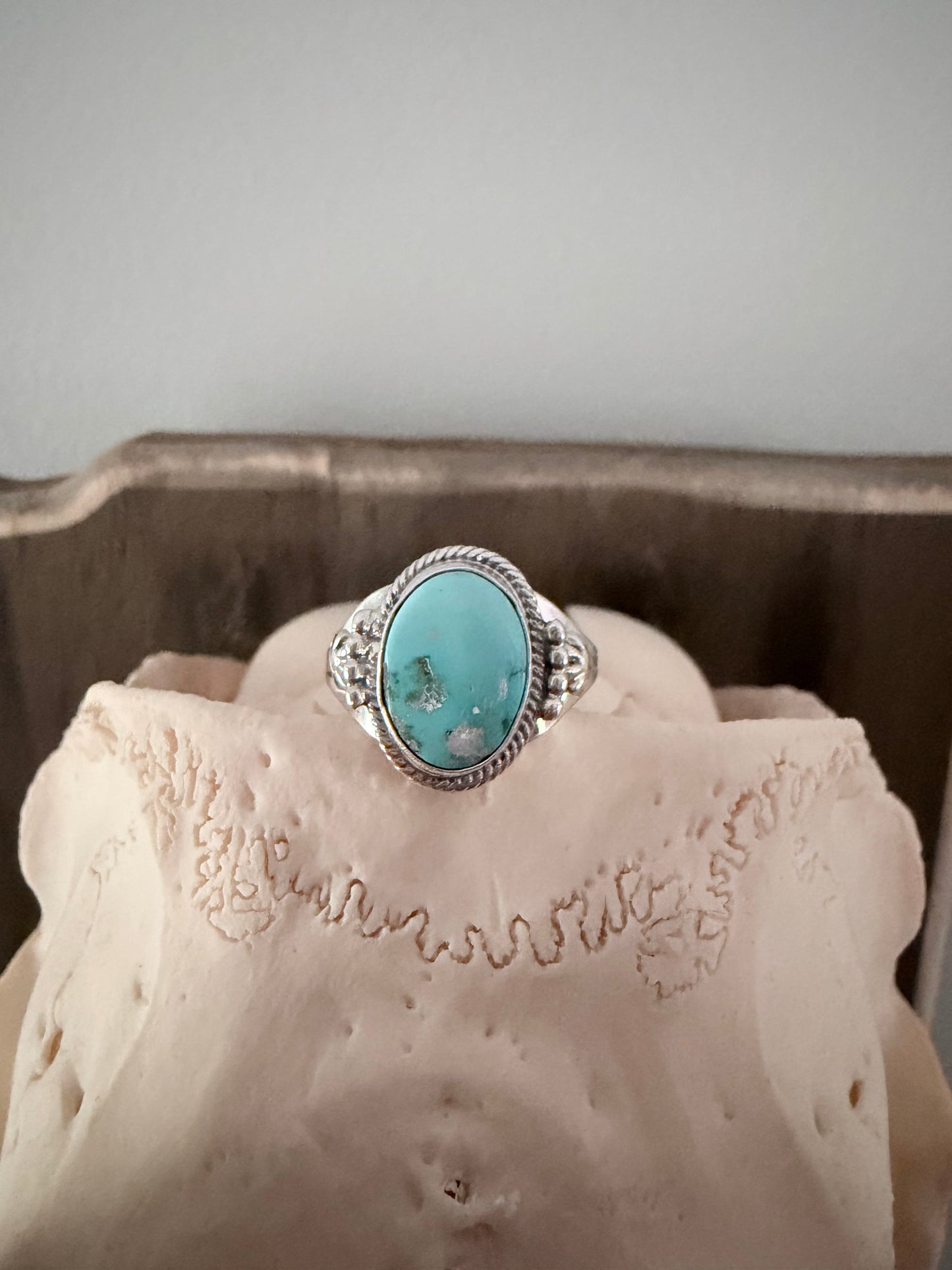 Native Made By Samuel Yellowhair Kingman Turquoise Ring