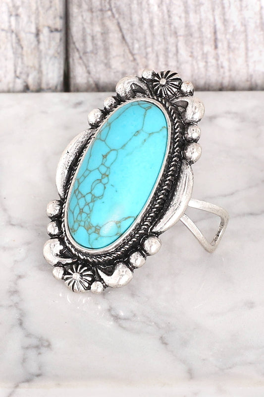 Western Turquoise Semi Stone Ring