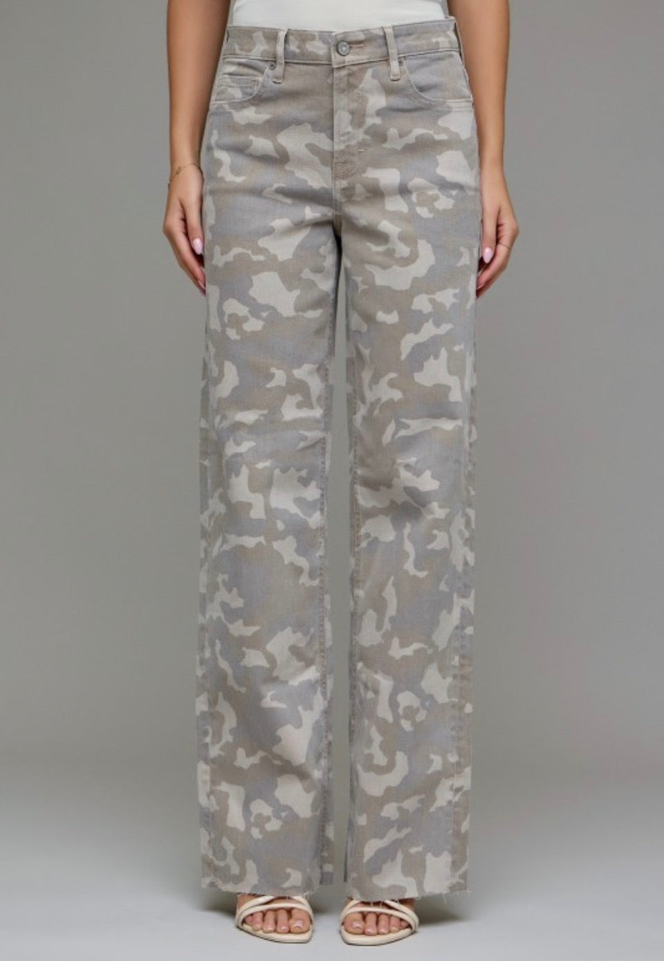 Tan Camo High Rise Dad Jeans