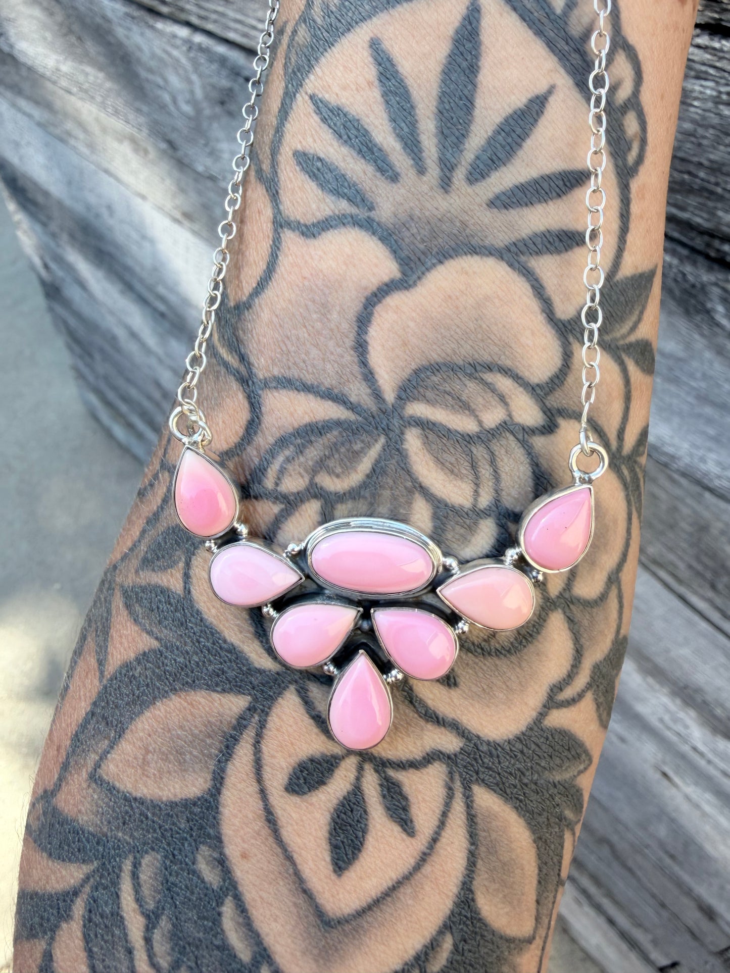 Pink Conch Sterling Silver Chain Necklace