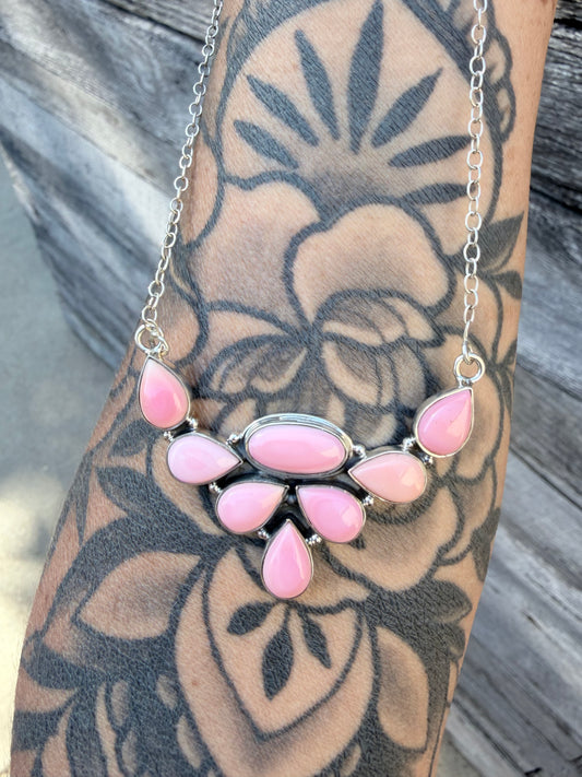Pink Conch Sterling Silver Chain Necklace