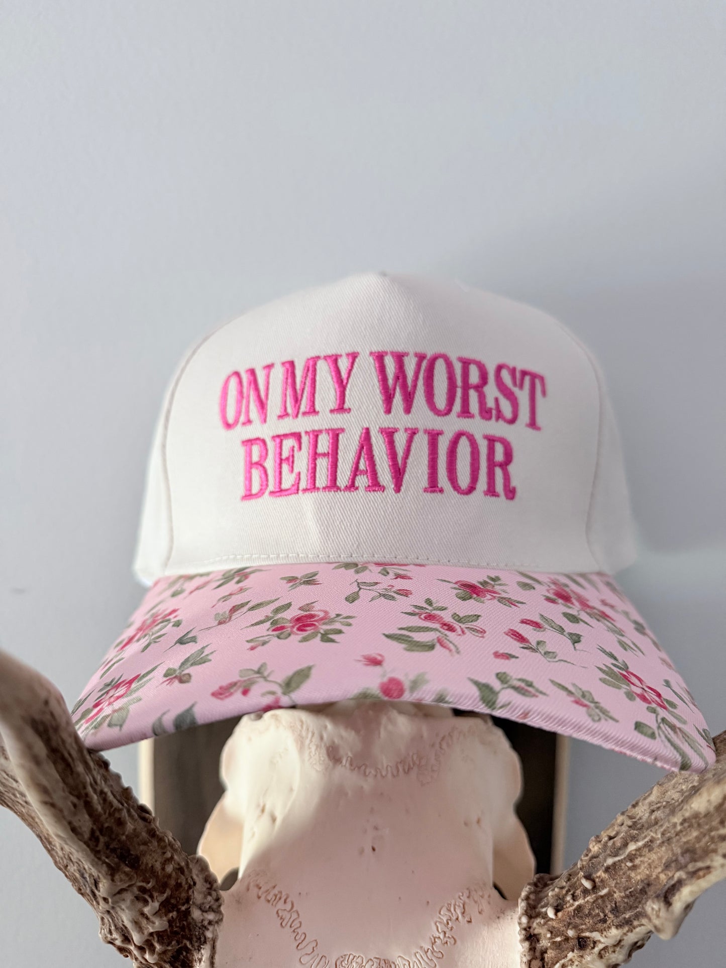 On My Worst Behavior Two Tone Canvas Cotton Cap