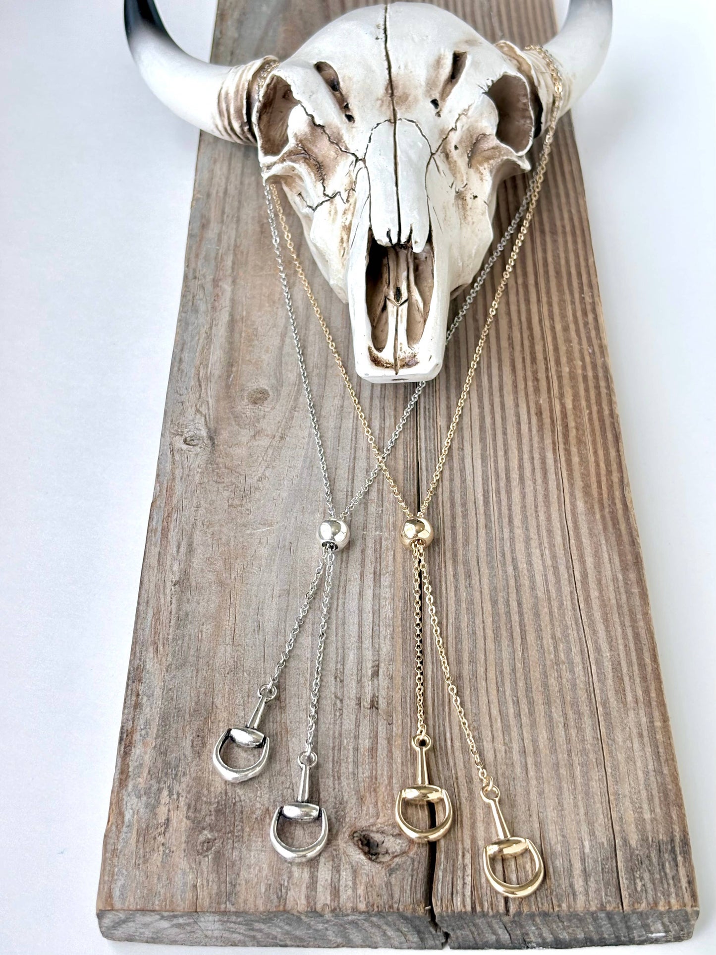 Western Horse Bit Bolo Pendant Y Chain Long Necklaces