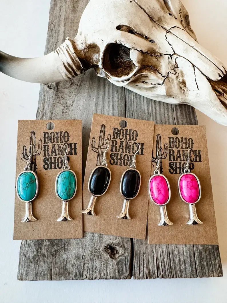 Western Squash Blossom Dangle Earrings