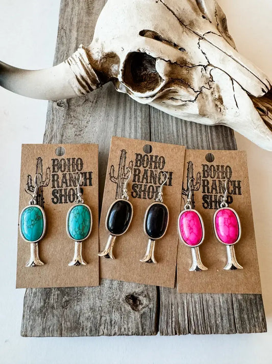 Western Squash Blossom Dangle Earrings