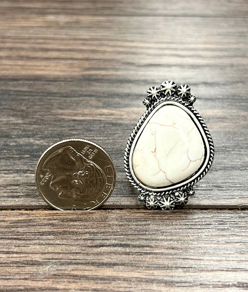 750263, White Turquoise Adjustable Ring