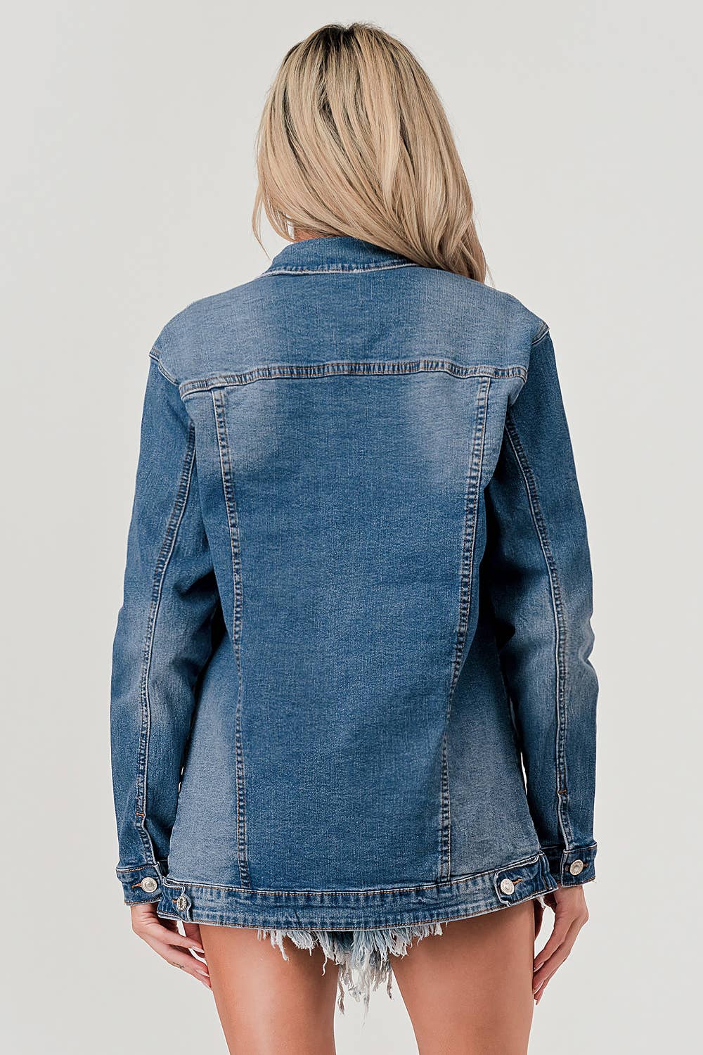 M7151J - MEDIUM WASH  - LONG DENIM JACKET