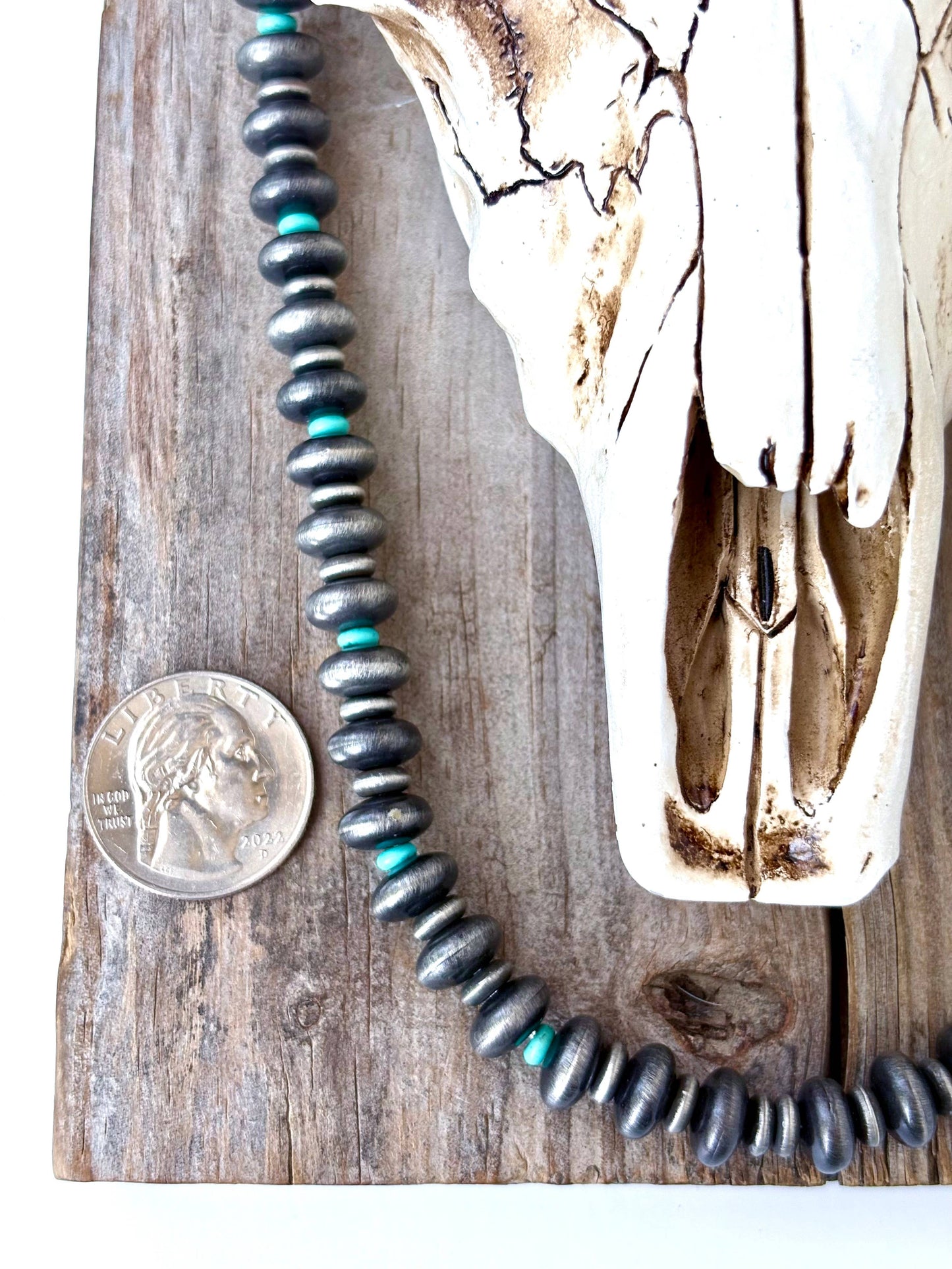 Western Style Flat Navajo Pearl & Stone Beaded Necklace