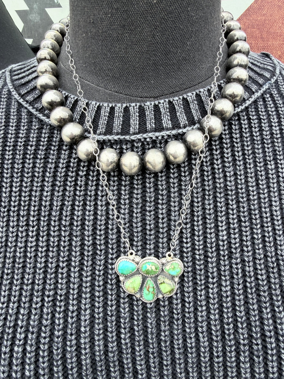 Fox Turquoise Half Cluster Necklace