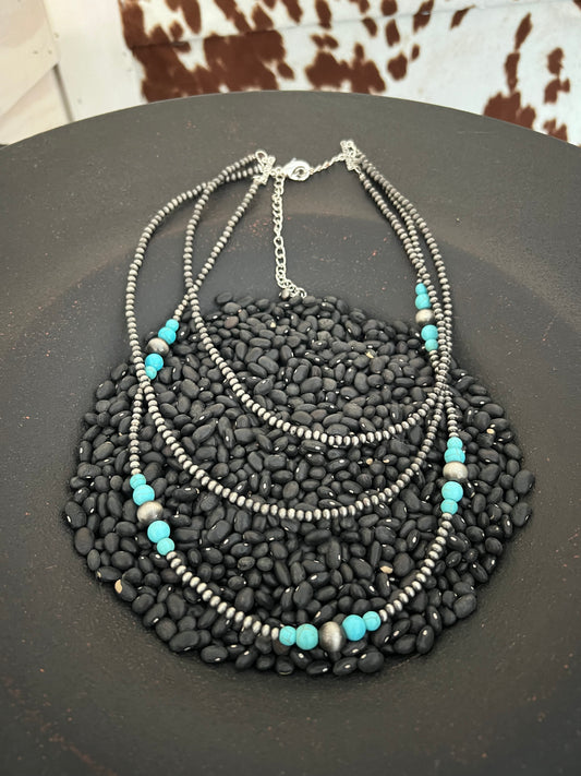 Navajo Bead and Turquoise Necklace