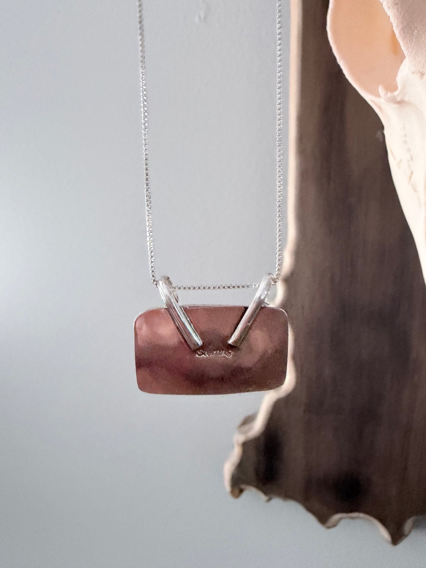 Native Made by Desiri Martin Sterling Silver and Pink Conch Necklace