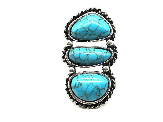 Western Turquoise Stone Cuff Ring