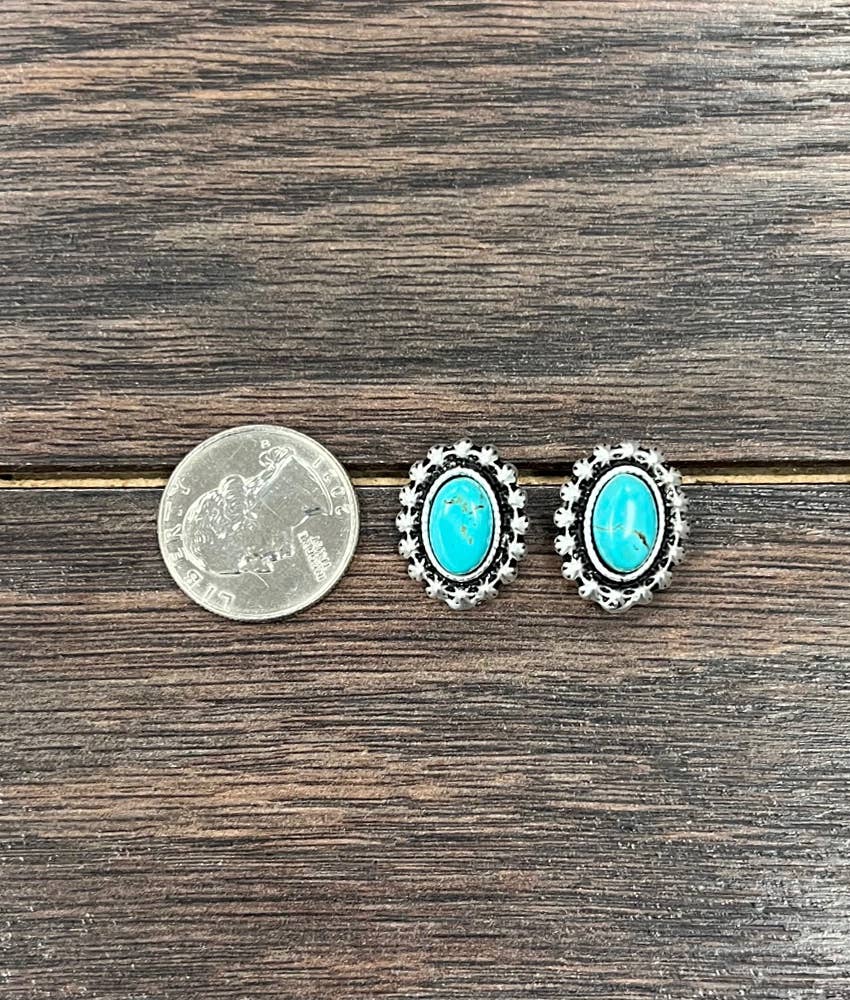 723051, 10mm Oval Turquoise Stud Earrings