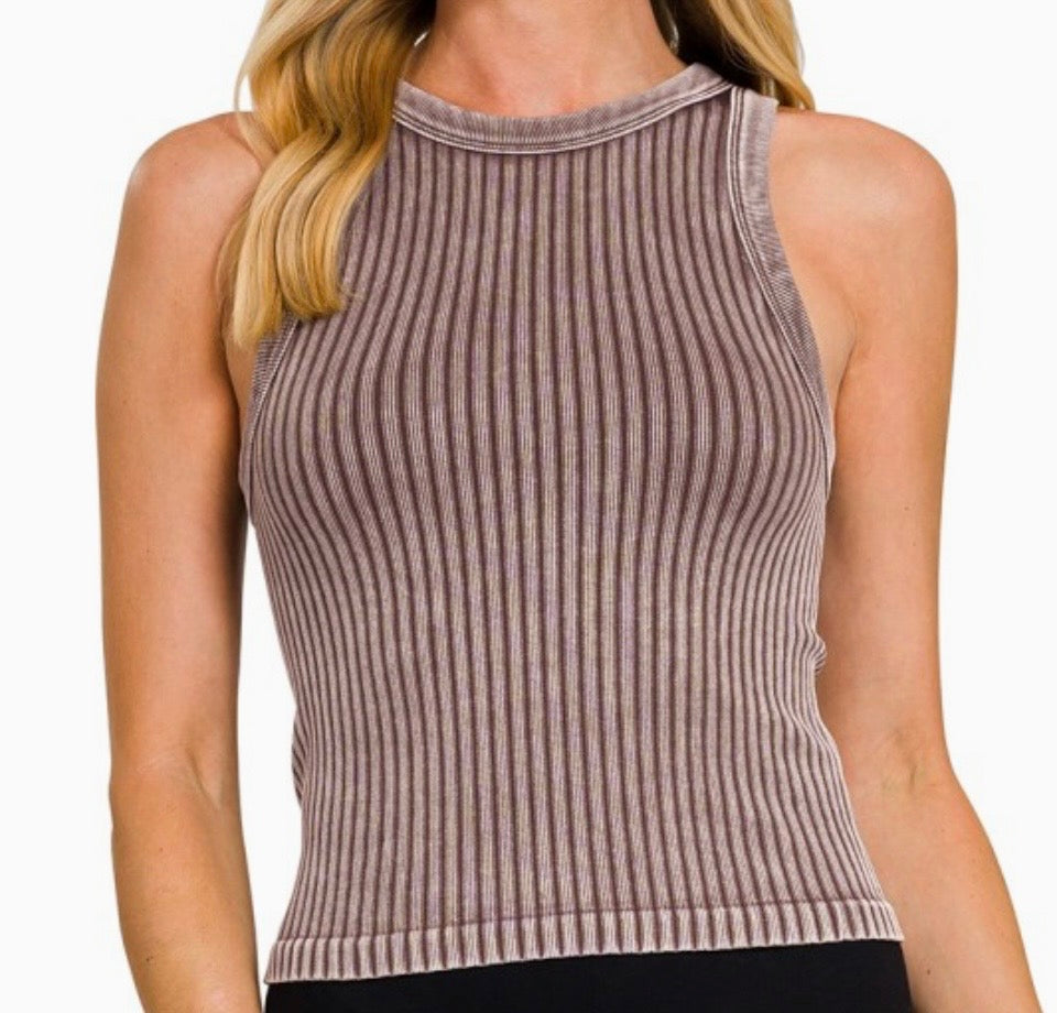 Ribbed Washed Seamless Tank Top