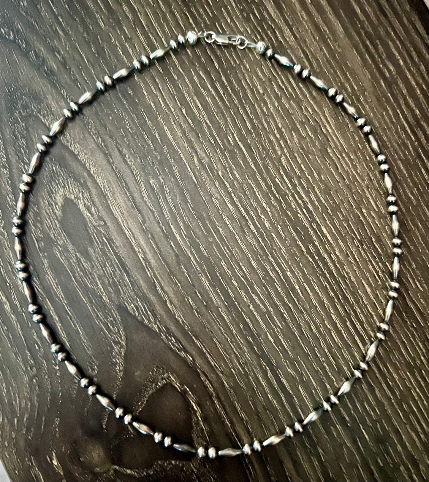 19” Sterling Torpedo and Round Bead Necklace