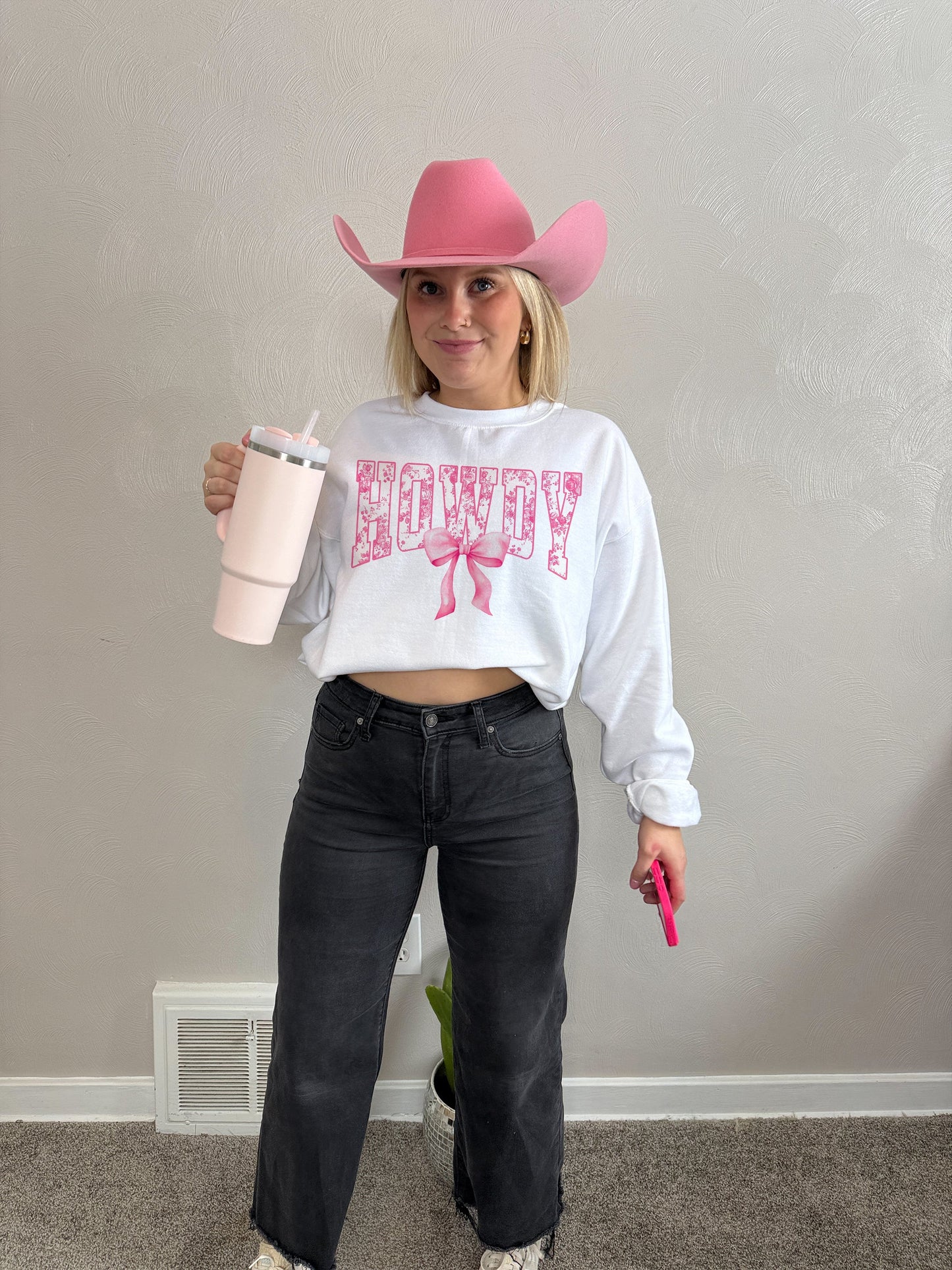 COQUETTE HOWDY: PINK CREW or TEE