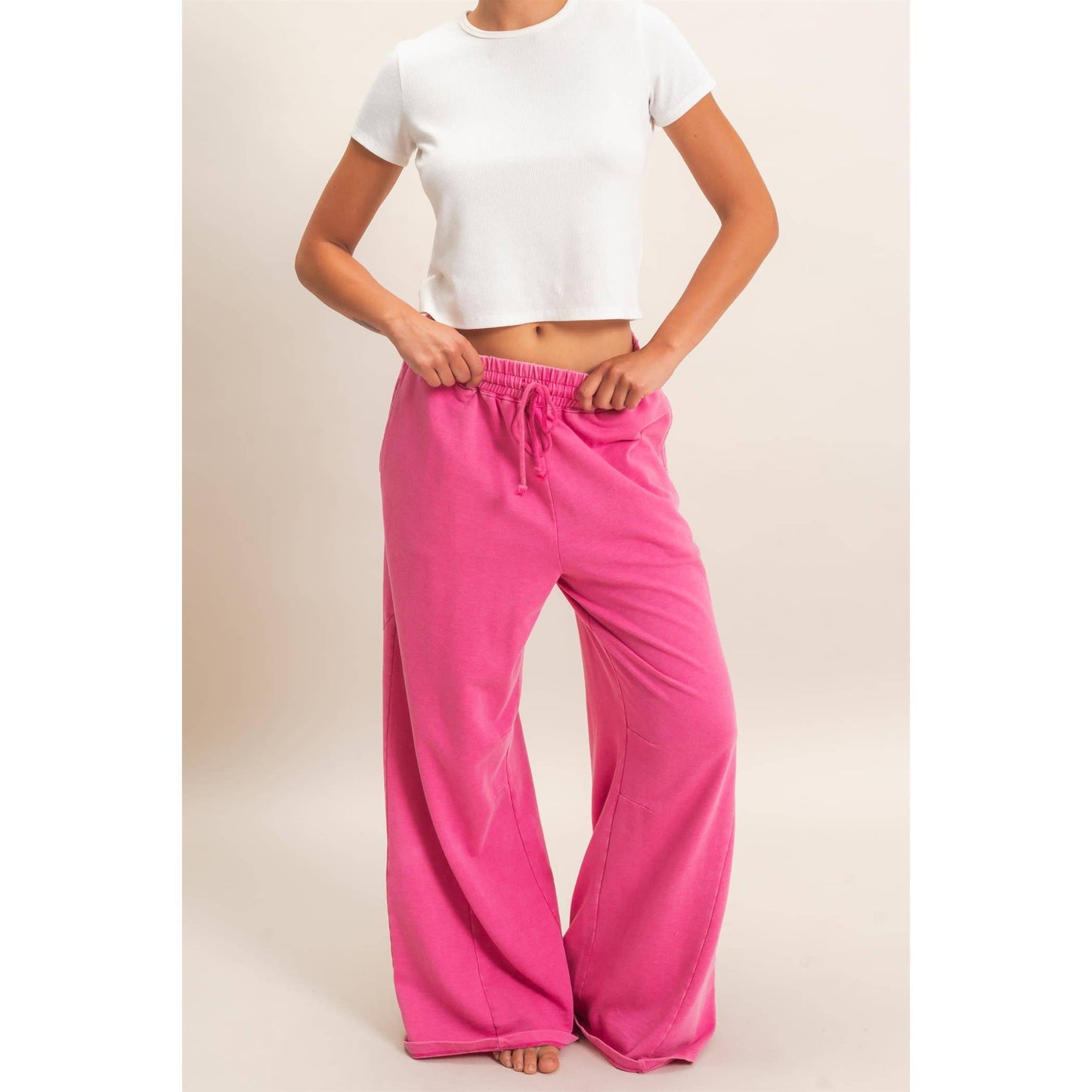 Mineral Washed Wide Leg Pants