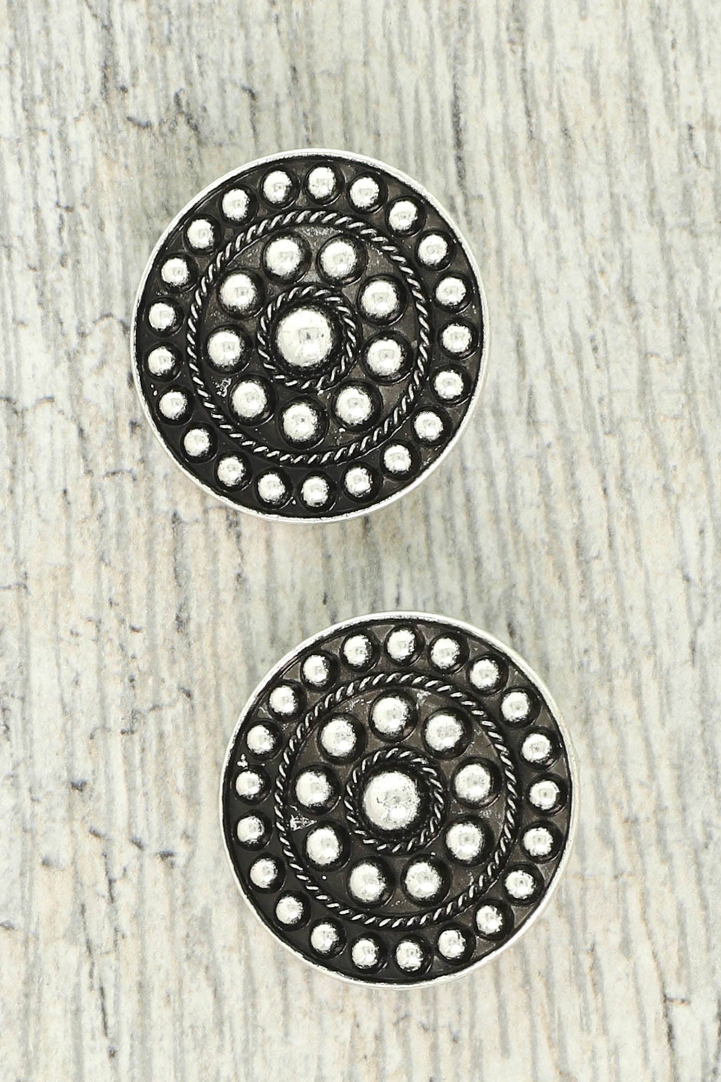 Western Bubble Pattern Round Concho Post Earrings