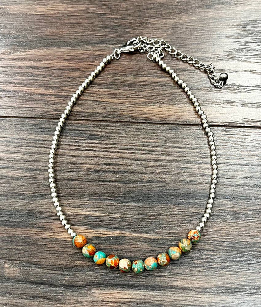 739053, 15" 8mm Round Gemstone Necklace