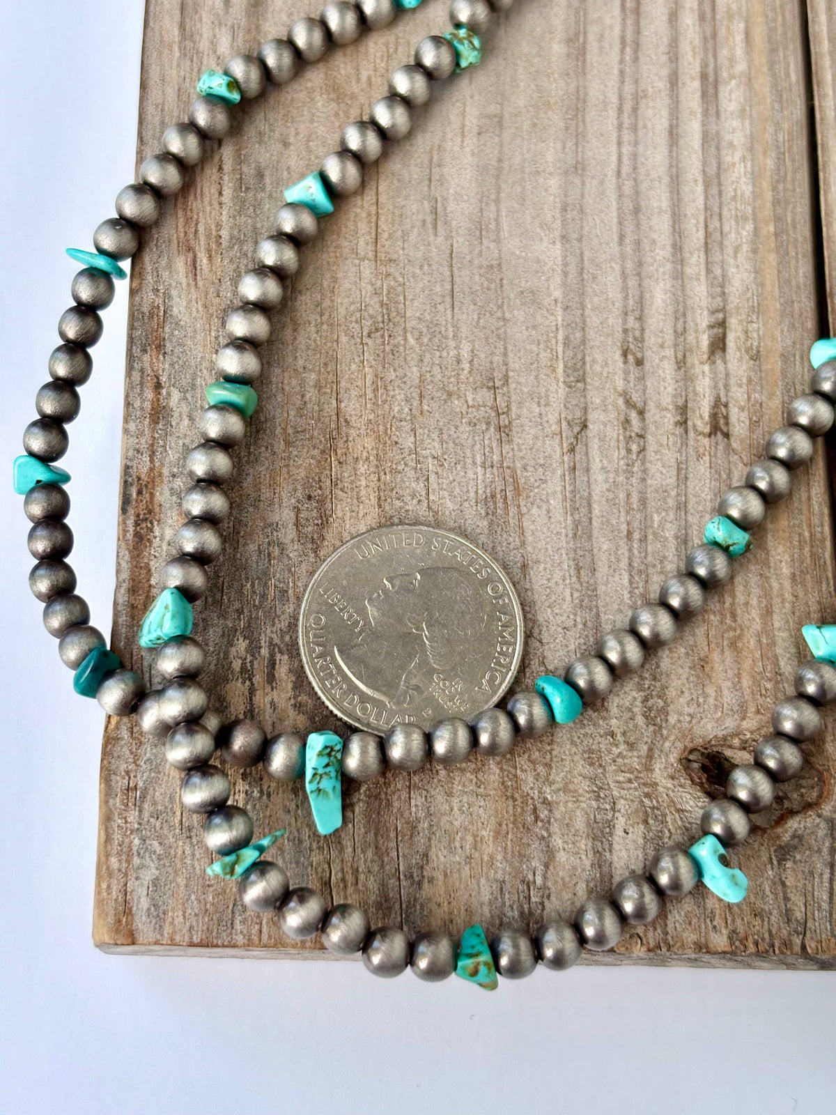2 Layer Western Style Navajo Pearl Turquoise Stone Necklace