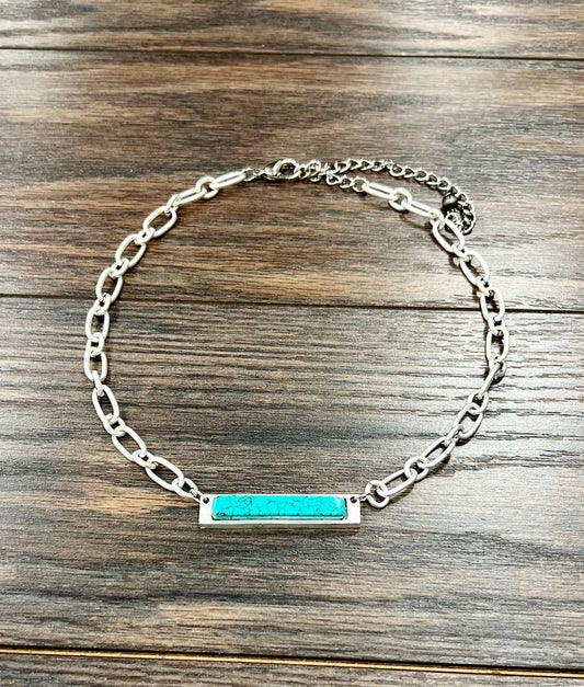 738764, 15" Bar Turquoise Necklace