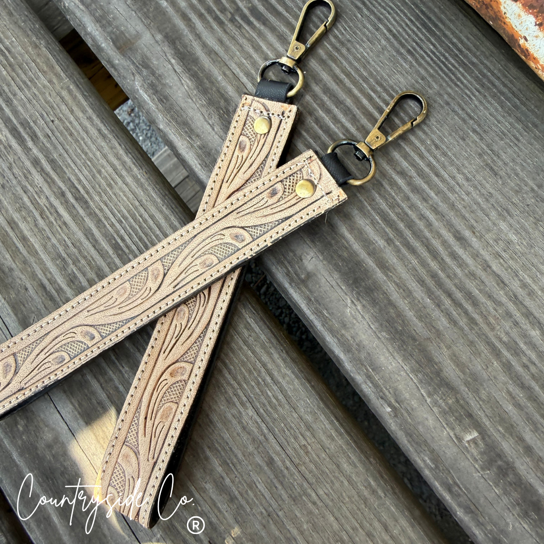Tooled Leather Keychain Wristlet