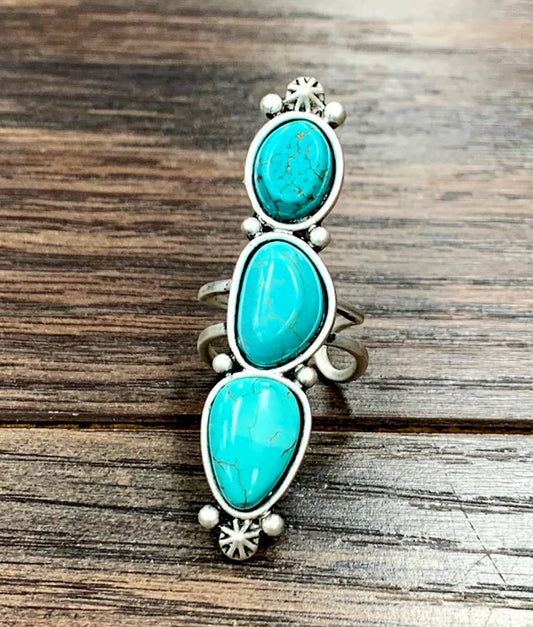 750396, Big! Turquoise Adjustable Ring
