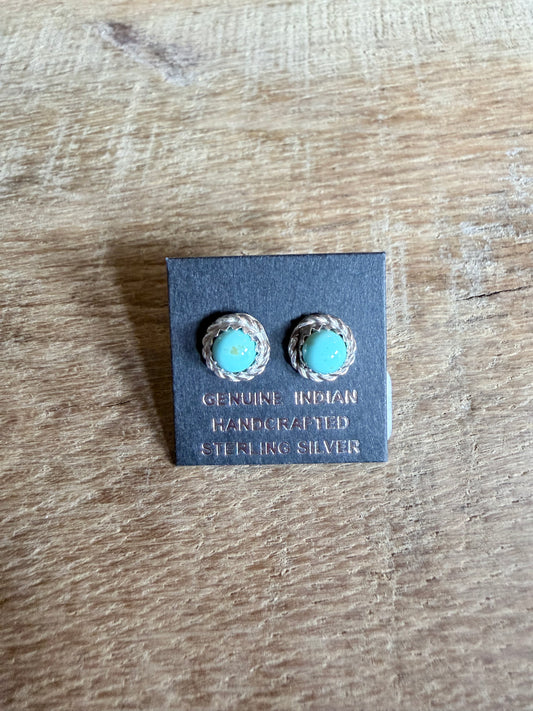 Navajo Made Kingman Sterling Silver Stud Earrings
