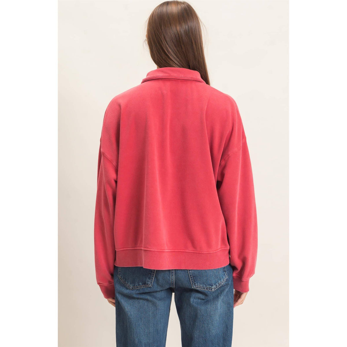Mineral Wash Button Front Sweatshirt