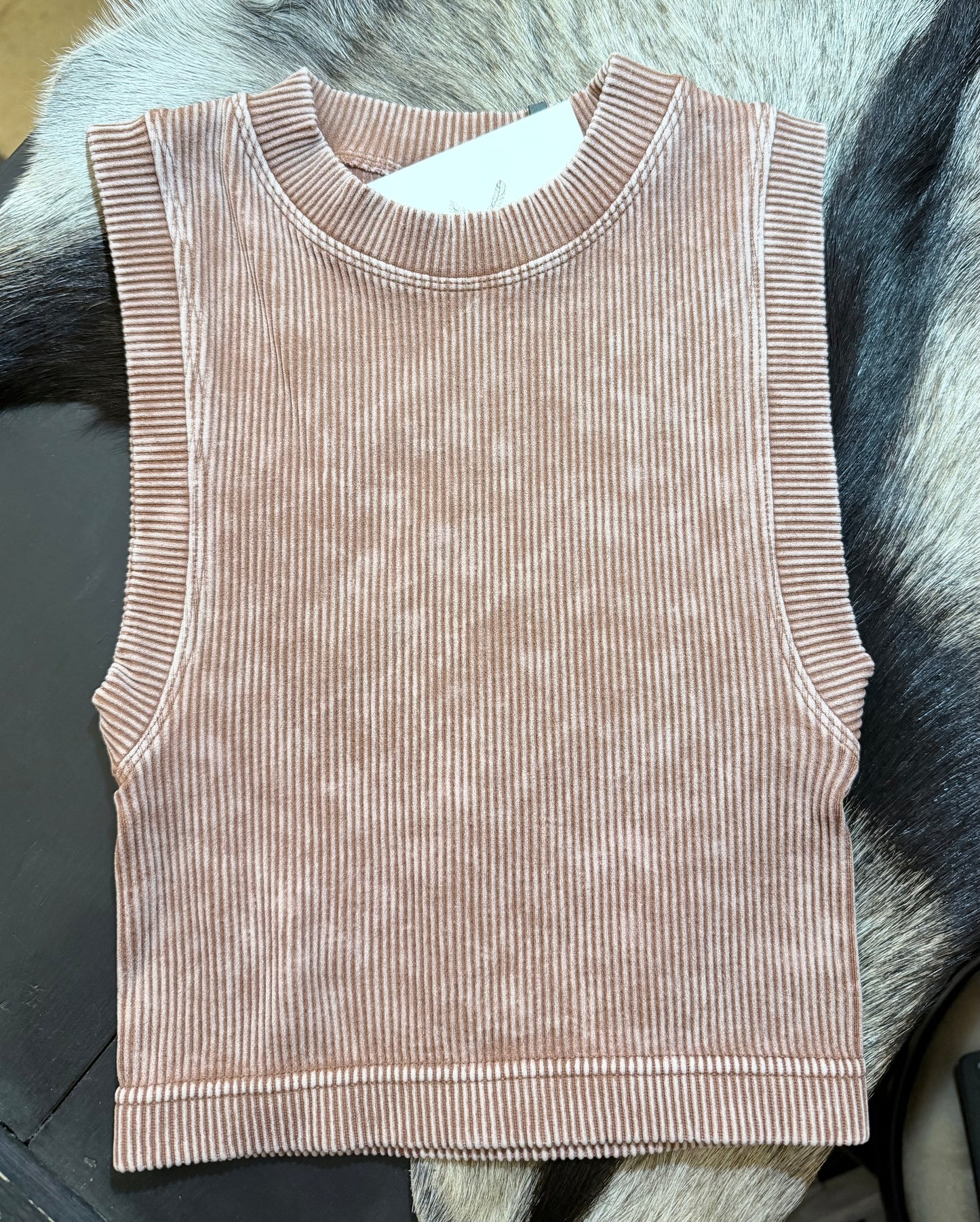Zenana Mineral Wash Ribbed Tank
