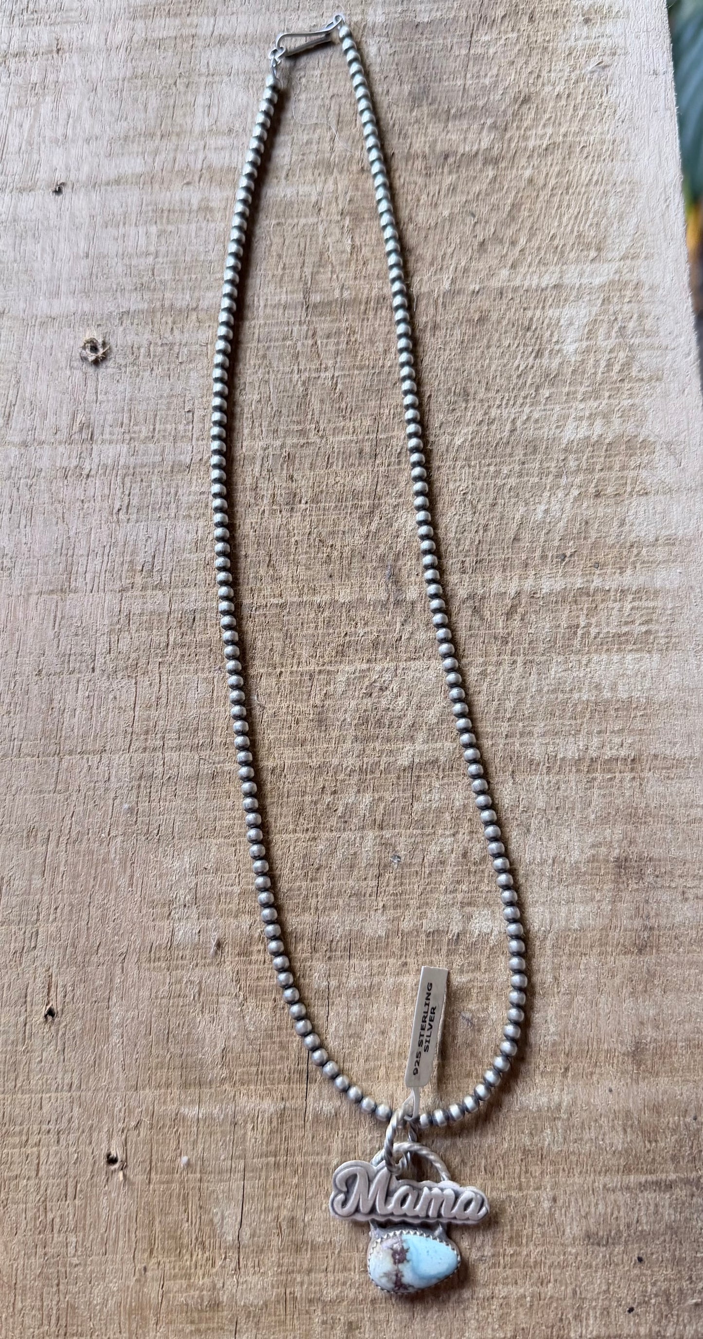 Mama Golden Hills Pendant on 3mm Sterling Pearls