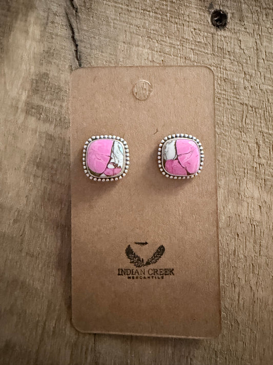 Cotton Candy Sterling Silver Stud Earrings