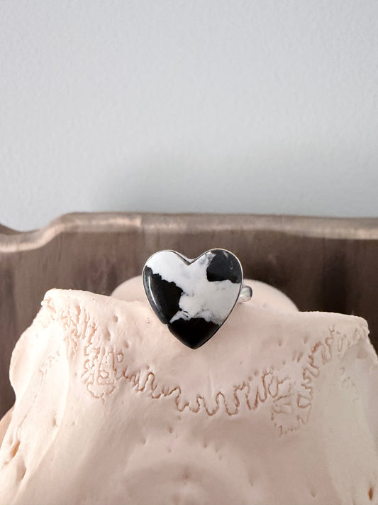White Buffalo Heart Shape Ring