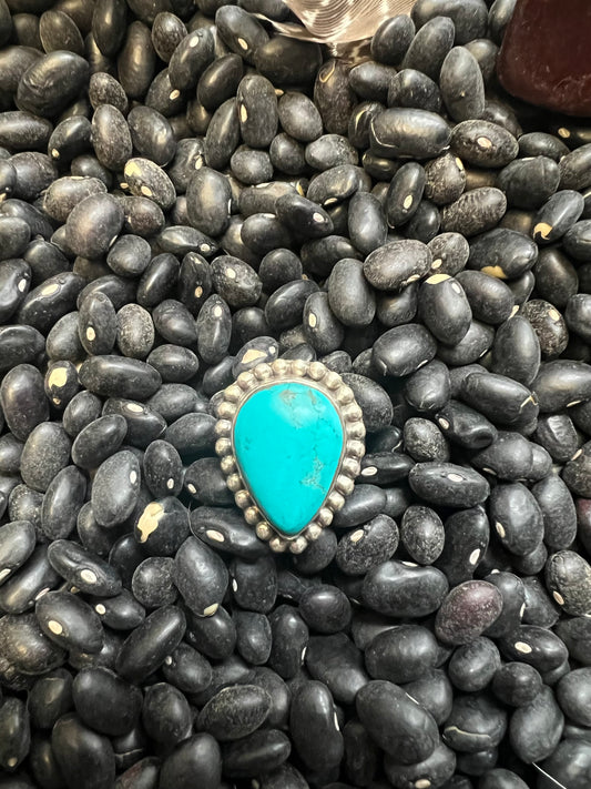 Kingman Turquoise Teardrop Ring