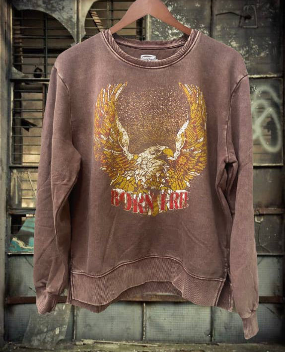 Born Free Acid Wash Crew neck sweatshirt
