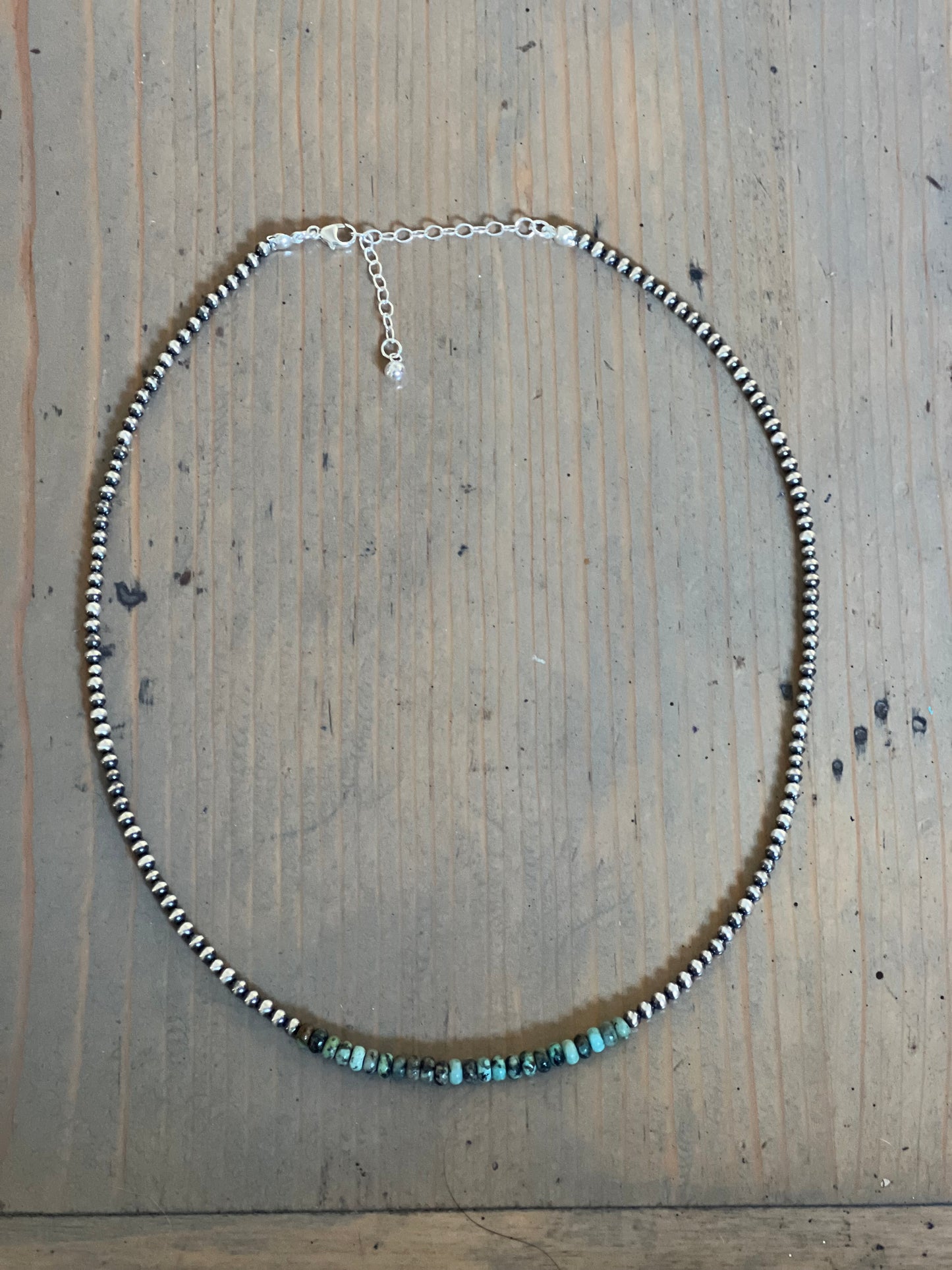 Sterling Beads with African Turquoise Necklace