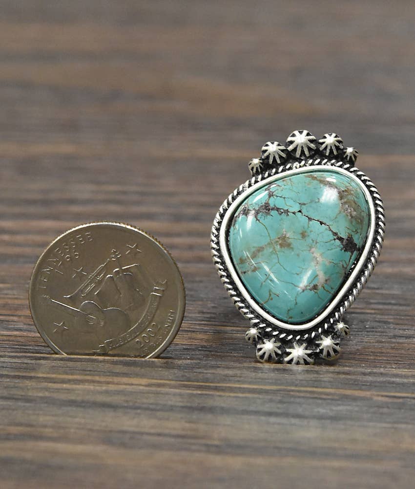750223, Big! Turquoise Adjustable Ring