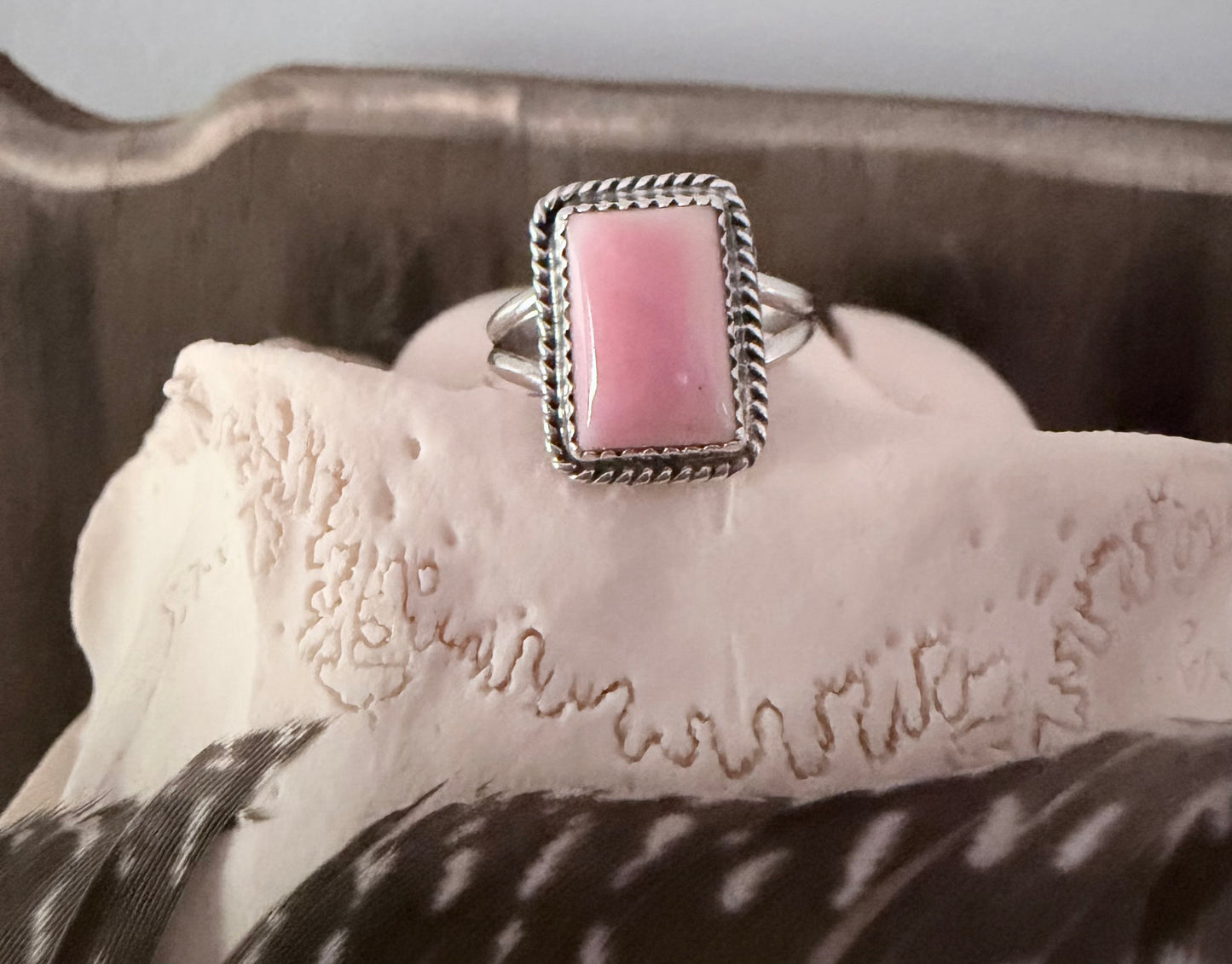 Native Made by Byron Begay Pink Conch Sterling Silver Ring