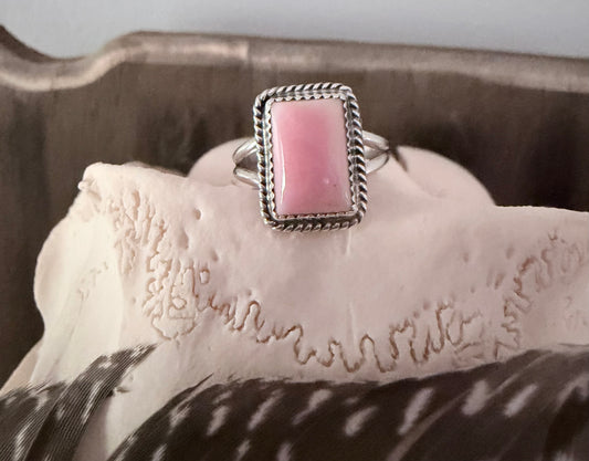 Native Made by Byron Begay Pink Conch Sterling Silver Ring
