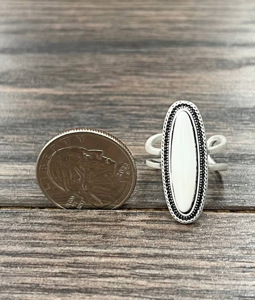 750267, White Turquoise, Brass Adjustable Ring