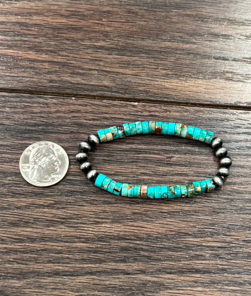 711377, Handmade Navajo Gemstone Stretch Bracelet