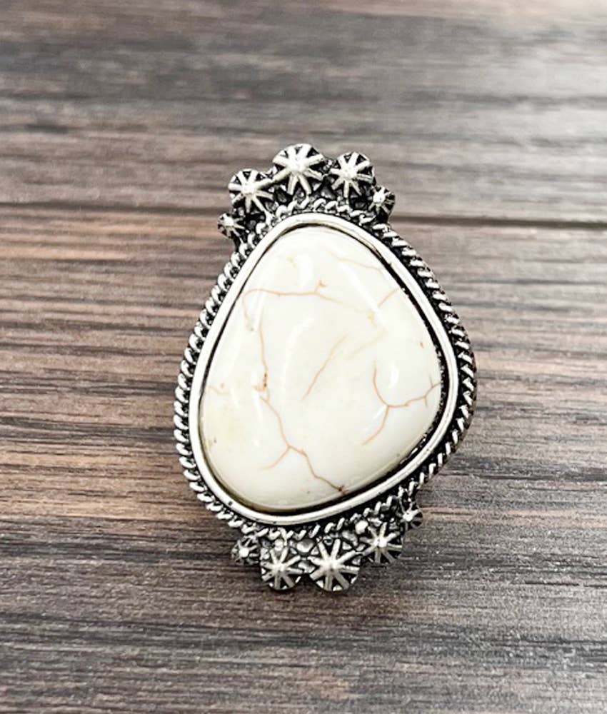 750263, White Turquoise Adjustable Ring