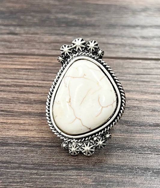 750263, White Turquoise Adjustable Ring