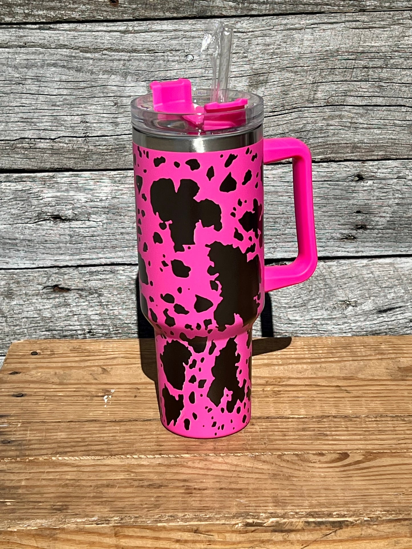 Cow Stainless Steel Tumbler in Pink