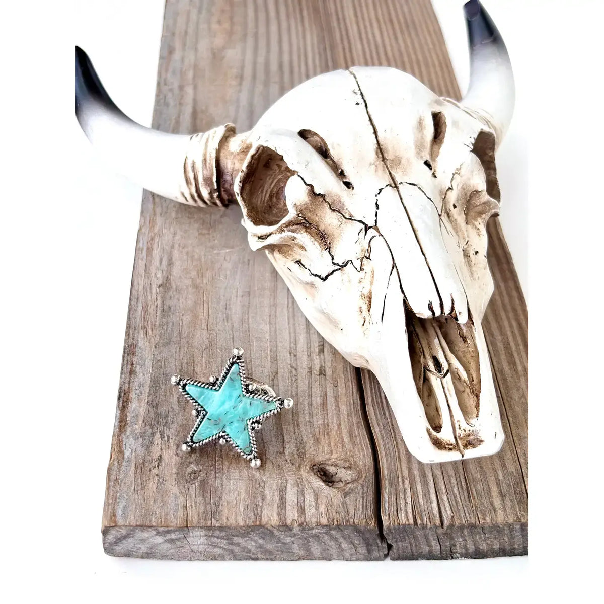 Western Style Teardrop Turquoise Stone Stretch Ring