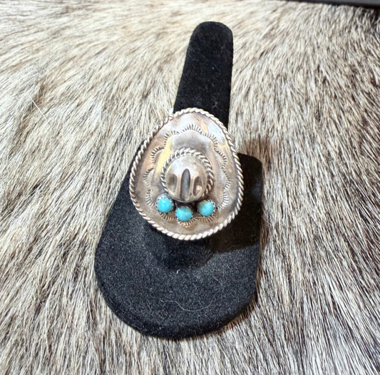 Bobby Platero Native Made Sterling Cowboy Hat ring