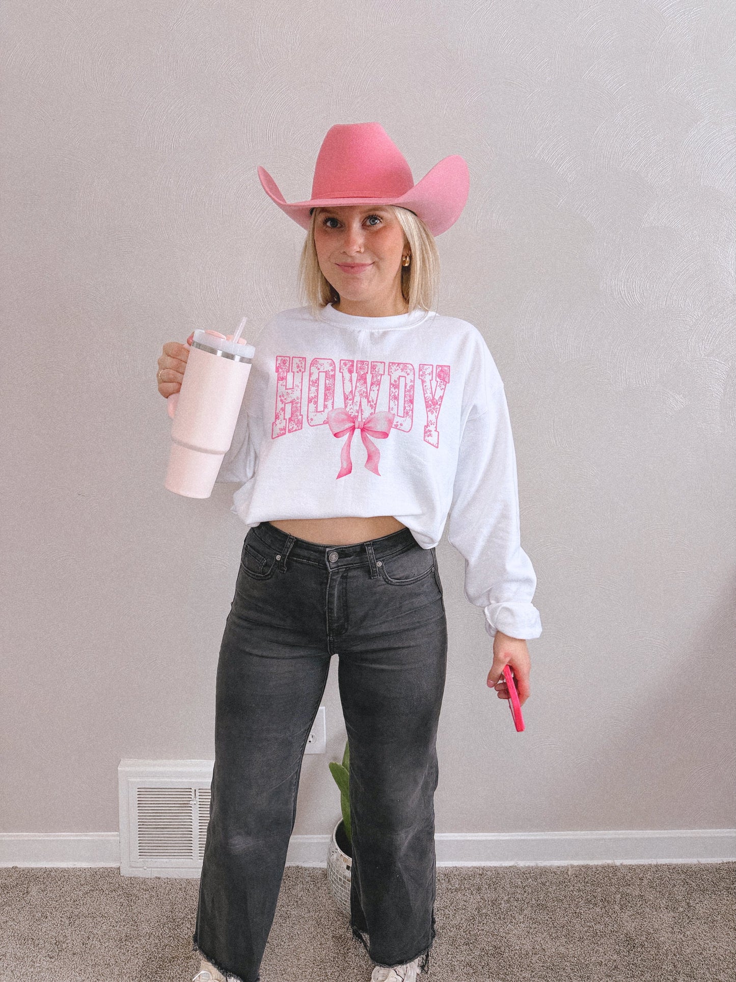COQUETTE HOWDY: PINK CREW or TEE