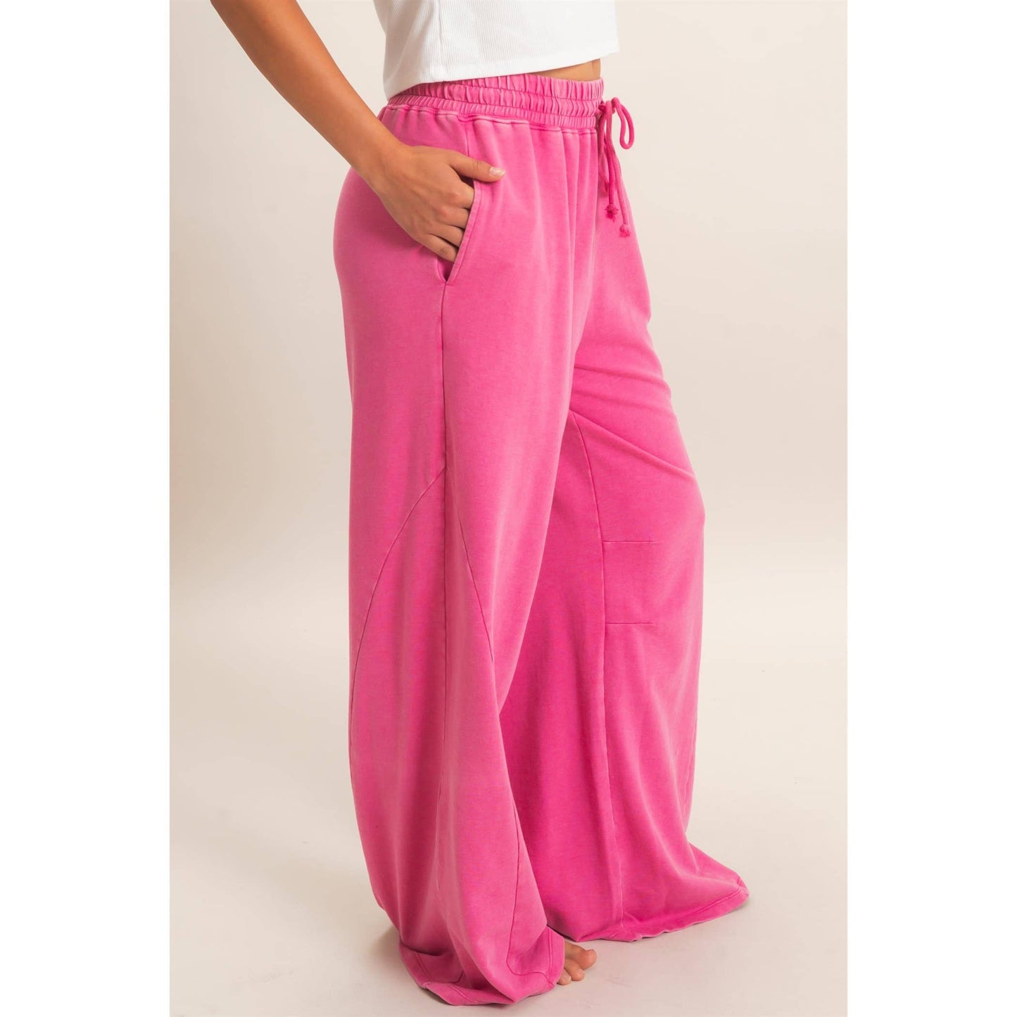 Mineral Washed Wide Leg Pants