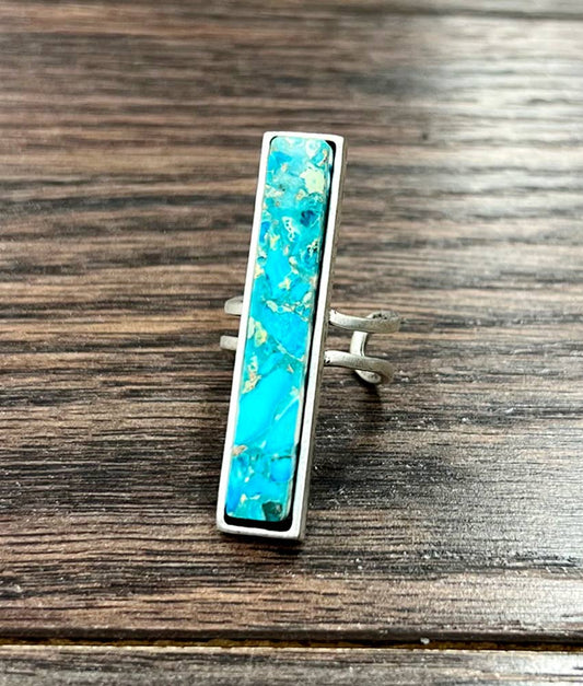 750499, 1.7" Bar Gemstone Adjustable Ring