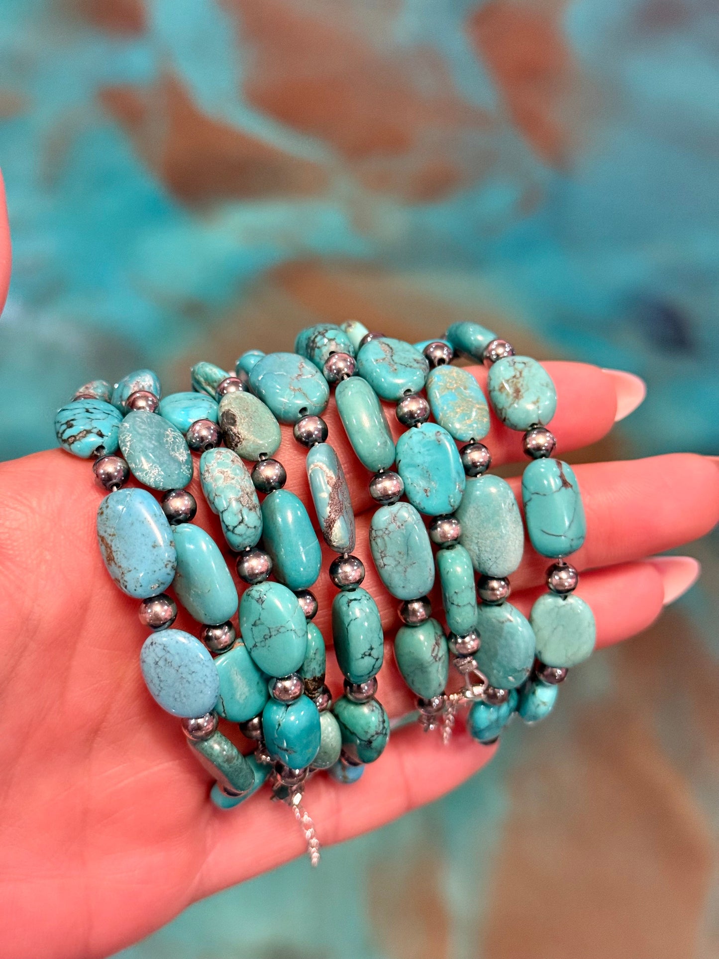 Bright Blue Turquoise Bracelet – 6 1/4"  – Large Oval